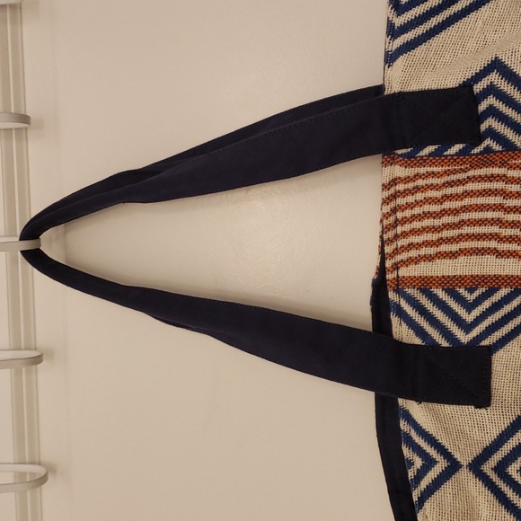 ROXY "Heart By The Sea" Large Tote Bag Beach Weekender Knit Canvas Boho Aztec - Picture 3 of 16